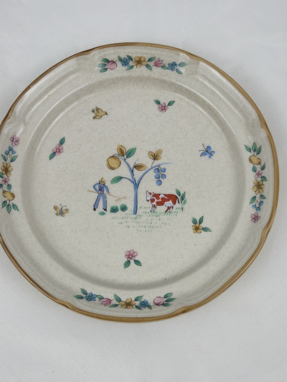 International Tableworks Heartland 7774 Salad Plate Farm Cow Stoneware 1994